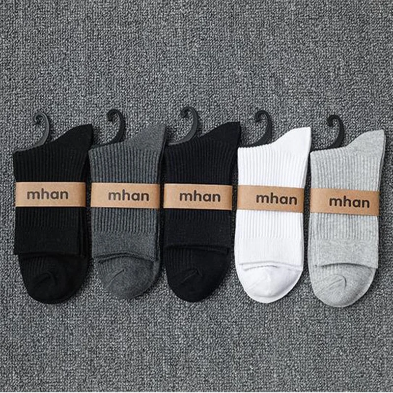 

IOLPR socks men 5 pairs / pack Business black Socks Solid Color Cotton High Quality Comfortable Breathable sports Socks