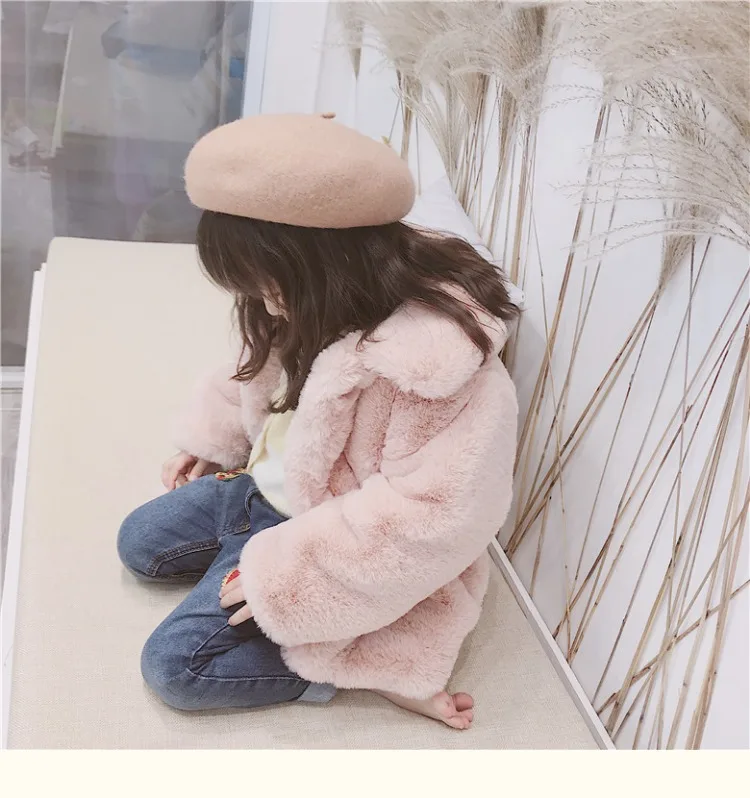 Новая мода Единорог пальто с мехом одежда для маленьких девочек, имитация куртка Детское хлопковое вечернее платье в горошек, 15F, единорог, детская одежда