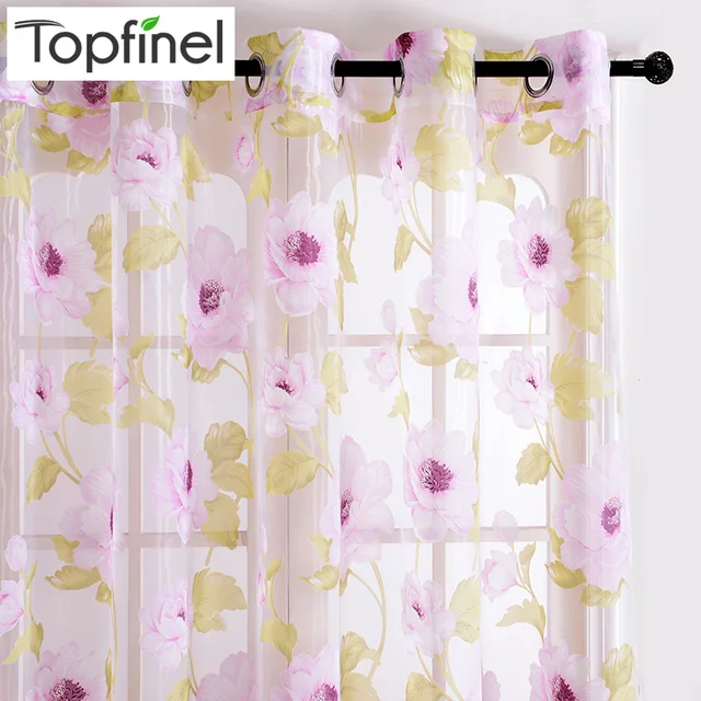 pink floral sheer curtains for living room bedroom elegant modern