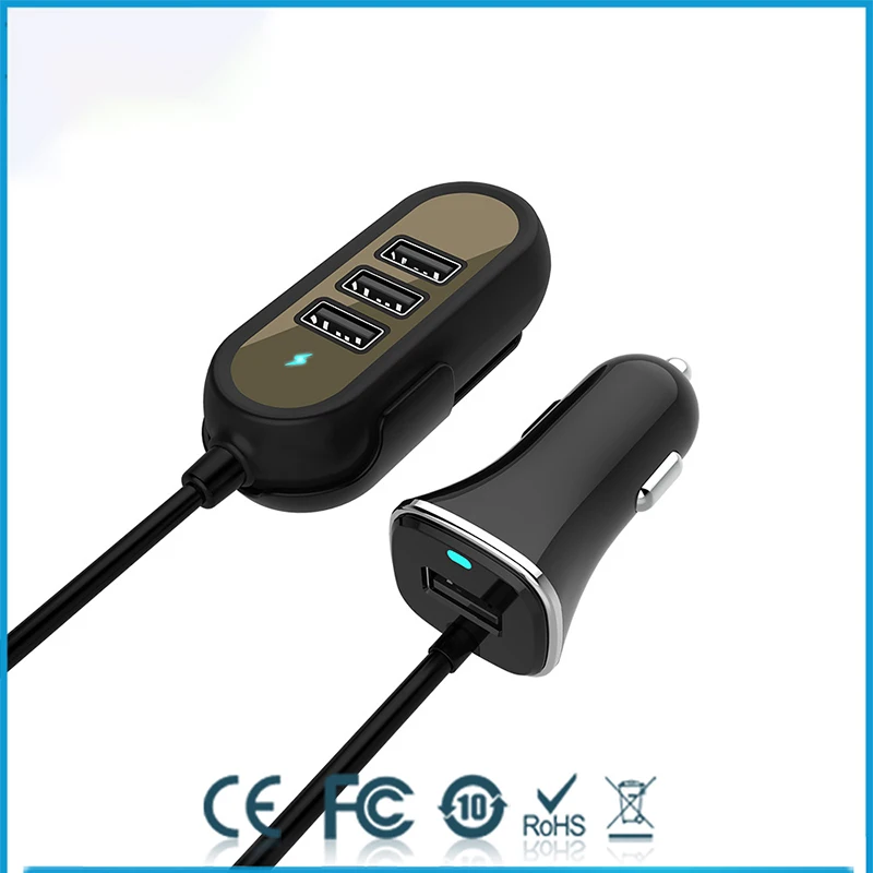 Thbelieve Мульти USB Автомобильные зарядные устройства QC 3,0 быстрые зарядные устройства и 3.4A Быстрая зарядка Авто-зарядка 4 USB 1,5 м длинные кабели для смартфонов