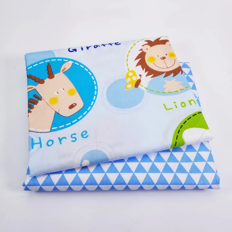 

2pcs/lot Animal Printed Baby Cotton Twill Fabric Patchwork Cloth for DIY Sewing Quilting Fat Quarters Material For Baby&Dolls