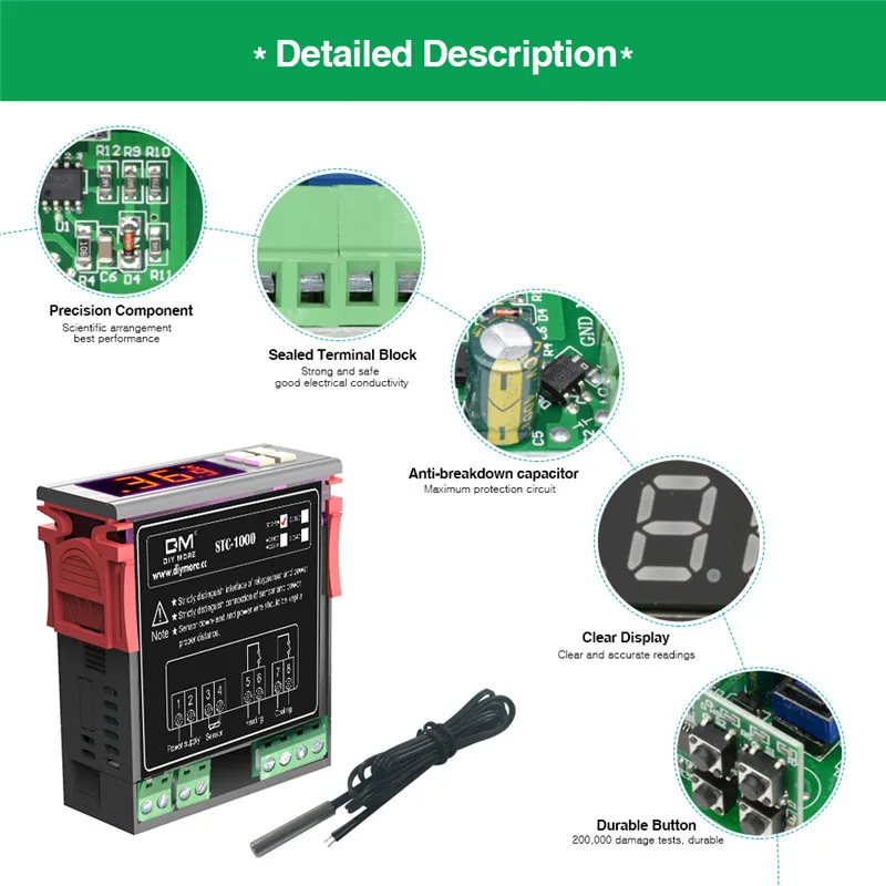 STC-100 STC-1000 SHT2000 STC-3000 AC 110-220 V DC 12 V 24 V Цифровой термостат гигрометр Температура контроллер датчик температуры