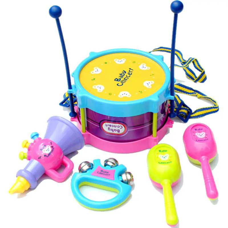 1 Набор детские игрушки, погремушки для младенцев, мобильные детские игрушки, музыкальные инструменты, набор барабанов, погремушки, рог, песок, молоток, барабанная палочка