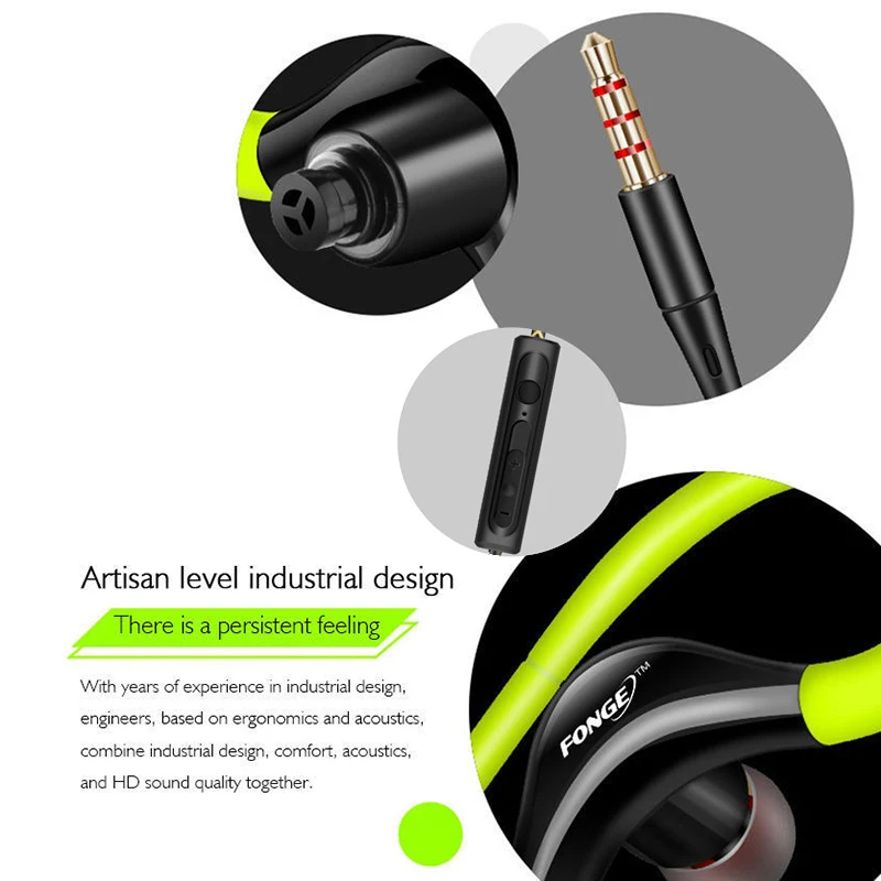 Fonge Ear Hook Sport Earphone Super Bass Sweatproof Stereo Headset Sport Headphone for Huawei Galaxy s6 smart phone - Image 4