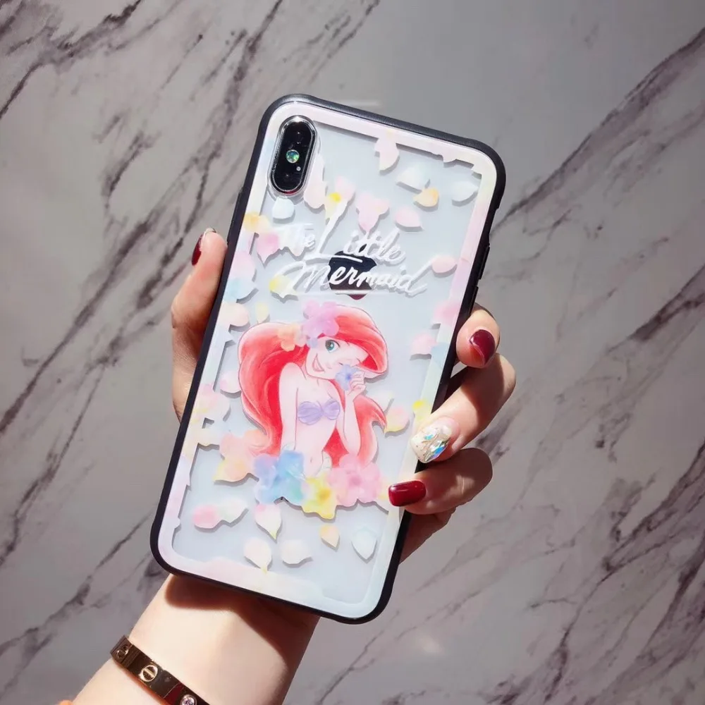 

Disneys Princess Alice Mermaid in Wonderland Mobile Phone Case For iphone 7plus 8plus x xr xs max Cases Glass Full package