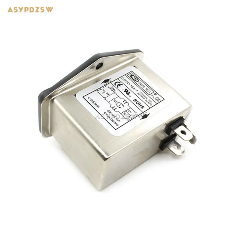 

CW2C-10A-T EMI Power filter Single phase socket with Insurance box+switch AC 115V/250V Filter Purifier