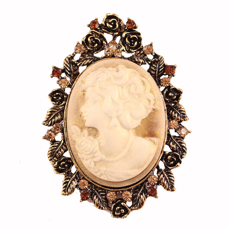 vintage rhinestone Brooch beauty head brooch pins brooches for women