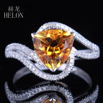 

HELON HELON SALE NATRUAL CITRINE PAVE DIAMOND SOLID 14K WHITE GOLD NOBLE ENGAGEMENT WEDDING FINE RING SETTING TRILLION CUT 8X8MM