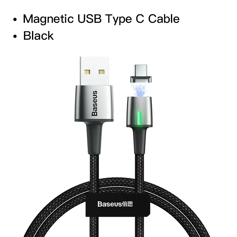 Магнитный кабель Baseus Micro usb type кабель для samsung s9 iPhone Xr зарядный usb-кабель Магнитный адаптер кабель для мобильного телефона USB шнур магнитная зарядка Type C кабель usb type c Micro USB - Цвет: Black Type C