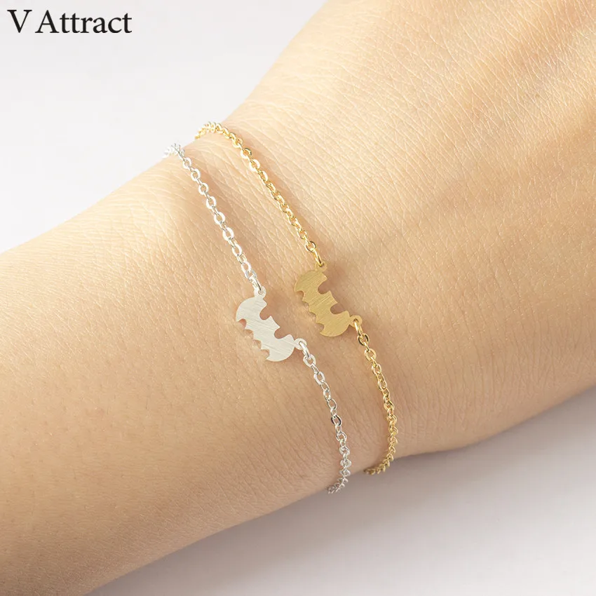 V привлечь Нержавеющая сталь Сеть Браслеты Femme Для мужчин ювелирные изделия панк цвет серебристый, Золотой Винтаж Бэтмен браслет Homme Bijoux