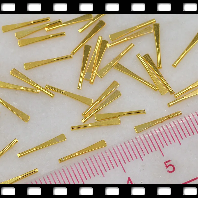 

20pcs Gold Silver Tiny Oars Shape Metal Bars Nail Art Rhinestones Gems Decorations DIY Salon Tips