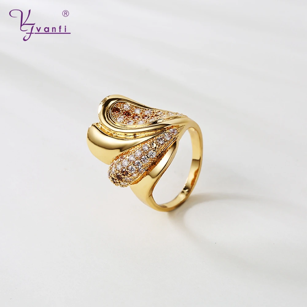 Стиль, модные классические ювелирные кольца, кольцо в форме гриба, Aaa циркониевые кольца из Дубаи, золотого цвета, ювелирные изделия