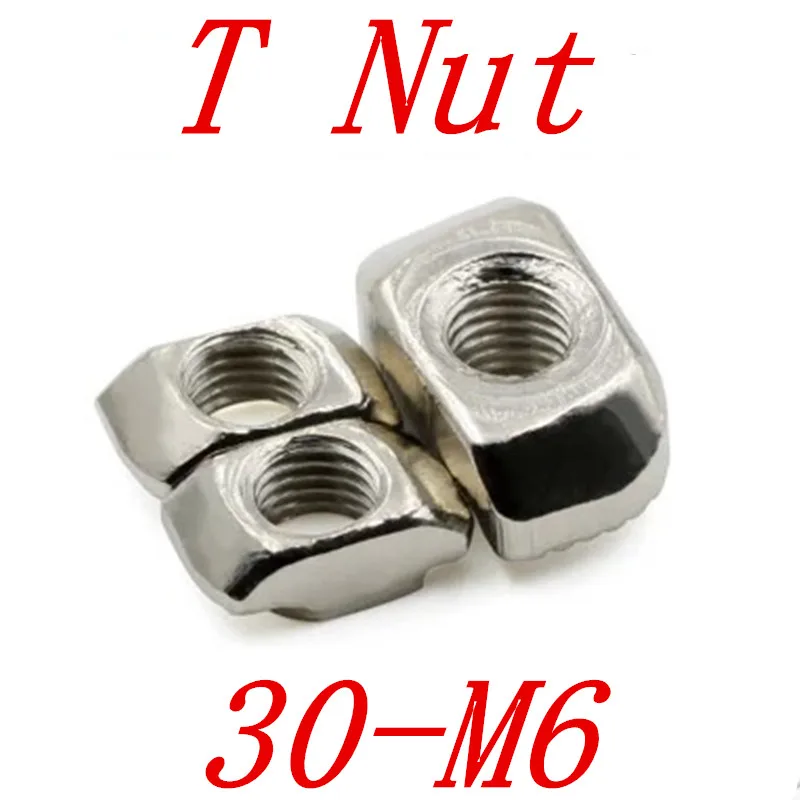 100PCS 30 M6 harmmer head T nut For 30 Series Aluminum profilein Nuts