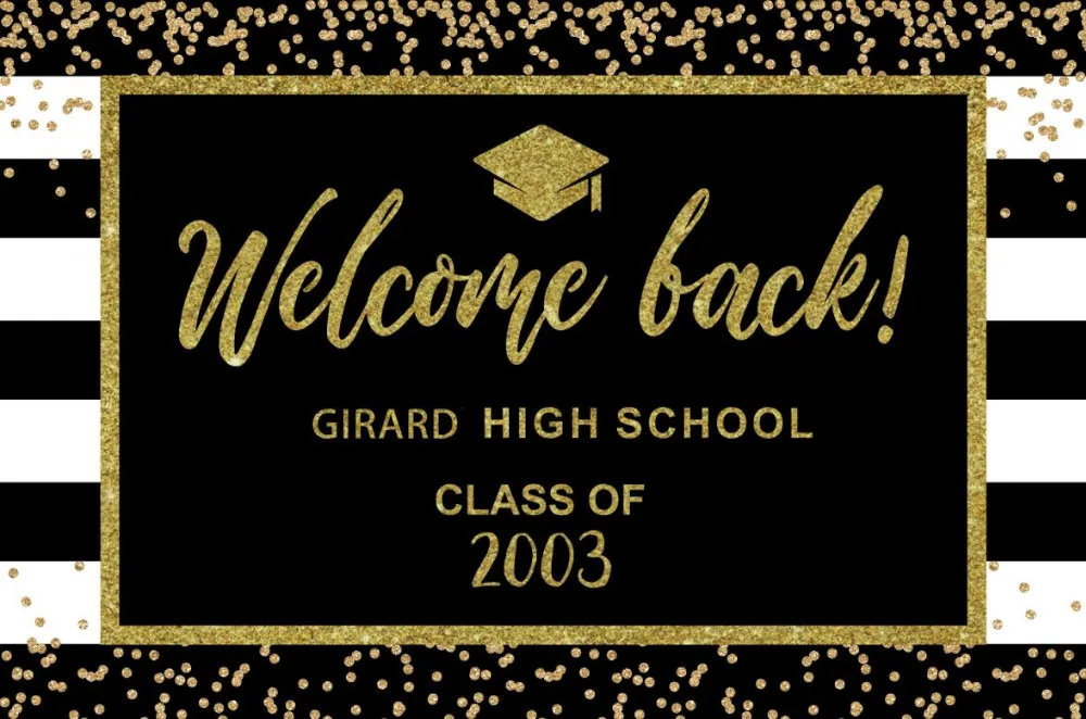 Custom Class Reunion High School Black And Gold Striped Sequin Graduation Backgrounds Computer Print Party Backdrop Background Aliexpress