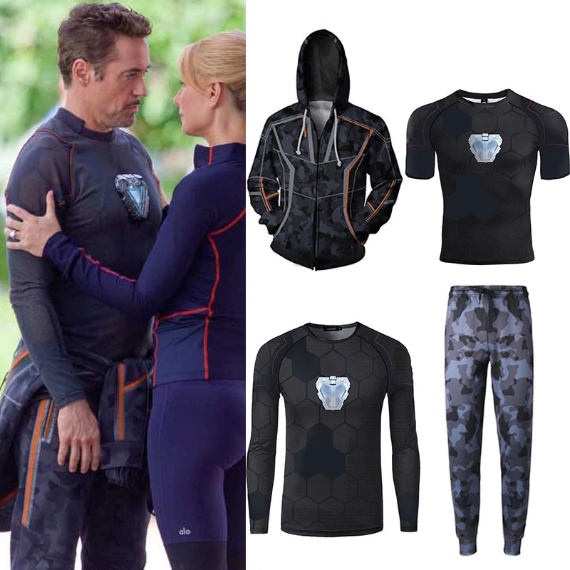 

Avengers Endgame Iron Man Hoodie Sweatshirt With Hat Tony Stark Clothes Jackets Pants Men Male Hip Hop Streetwear Coats Clothing