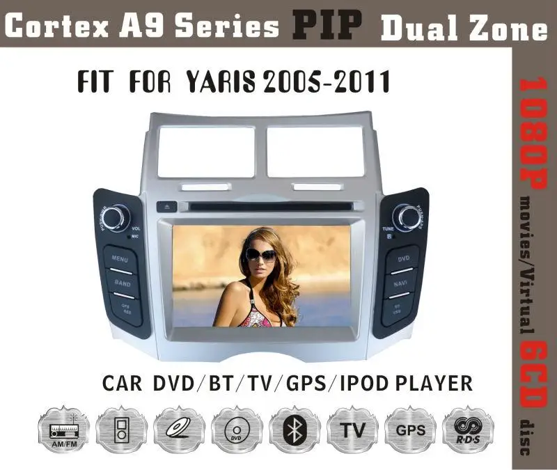 Clearance 7" Car DVD player with GPS(opt),audio Radio stereo,car multimedia headunit for TOYOTA YARIS 2005 2006 2007 2008 2009 2010 2011 0