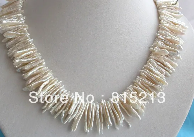 

FREE SHIPPING>>>@@ > N227 stunning big 25mm baroque white biwa freshwater cultured pearls necklace