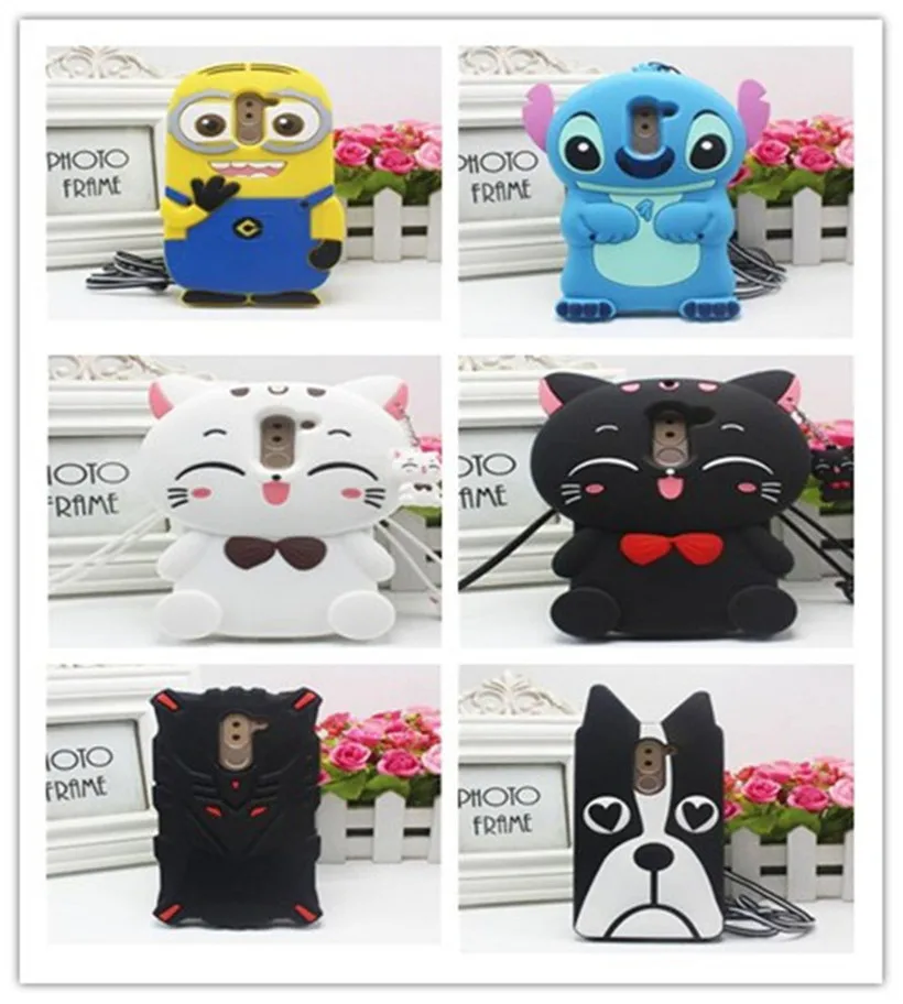 For Huawei Honor 6X case 3D Cartoon Stitch Dog Zebra Minions Lucky Cat Silicone Back Cover