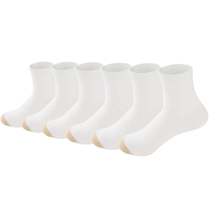 LifeWheel 6 пар/лот бамбуковые антибактериальные дышащие мужские носки средней длины Повседневные носки - Цвет: White(6 Pairs)