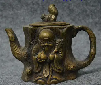 

Old China Longevity God squirrel Tree Shape Kettle Teapot Wine POT Flagon