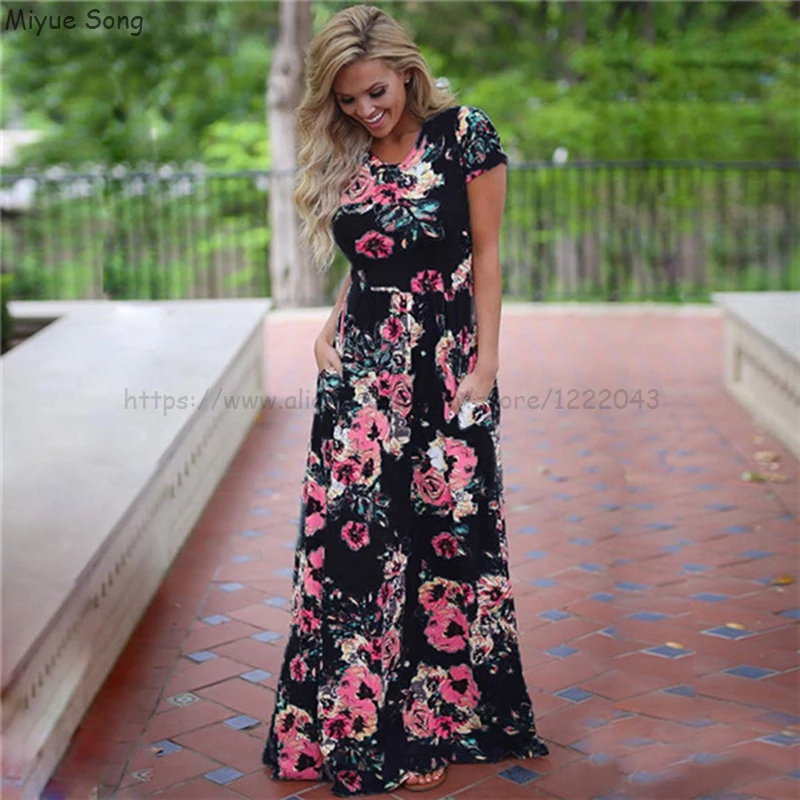 

Bohemian Maternity Dress Short Sleeve Floral Printing Party Evening Clothes for Pregnant Women Vestdios New Pregnancy Clothing