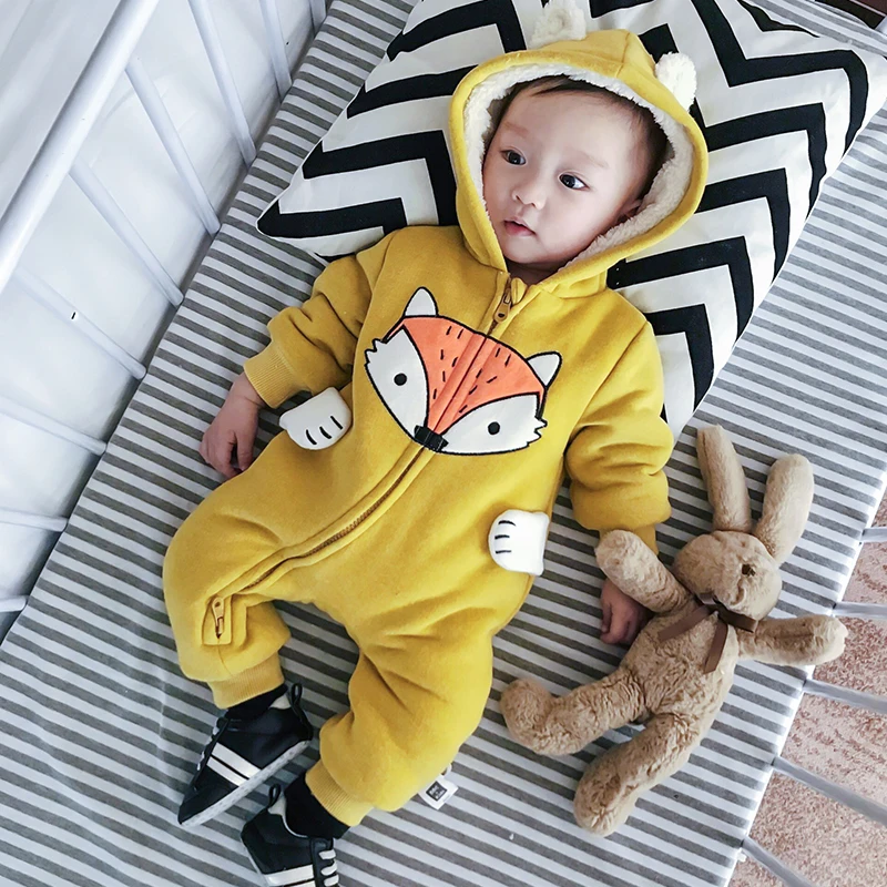 Lemonmiyu/уплотненные зимние комбинезоны с животными для новорожденных Зимние