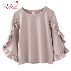 R & z/рубашка для девочек с длинным рукавом ruffes kdis Девушка Осень Элегантная футболка новый Дизайн Модные топы одежда детская верхняя одежда