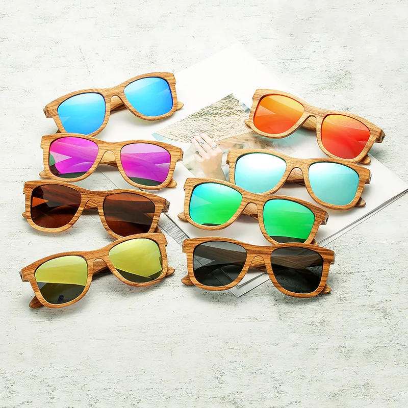 AN rondine occhiali da sole in legno zebrato polarizzati retrò