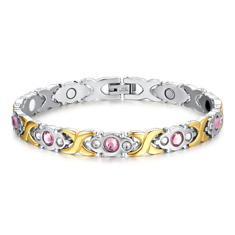 Boniskiss модные розовые кристаллические браслеты ювелирные украшения магнитные браслеты для здоровья для женщин золотые браслеты и браслеты Pulseira Feminina