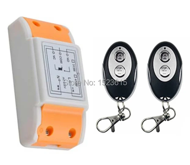 

New AC220V 1CH RF Wireless Mini Switch Relay Receiver +2pcs ellipse shape Transmitters for Appliances Gate Garage Door