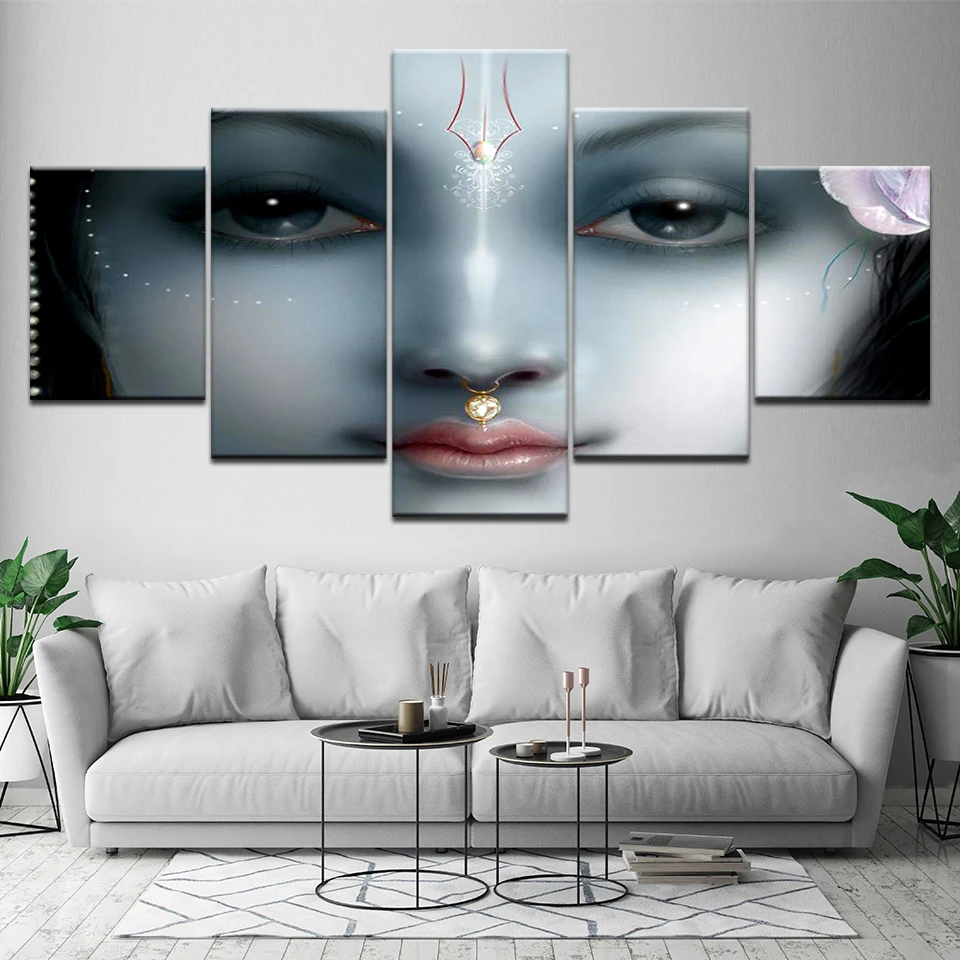 Canvas Painting Hinduism woman religion pictures 5 Pieces Wall Art