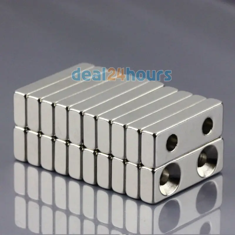 

20pcs N50 Super Strong Block Cuboid Neodymium Magnets 30 x 10 x 5mm 2 Countersunk Hole 4mm Rare Earth OMO Magnetics!