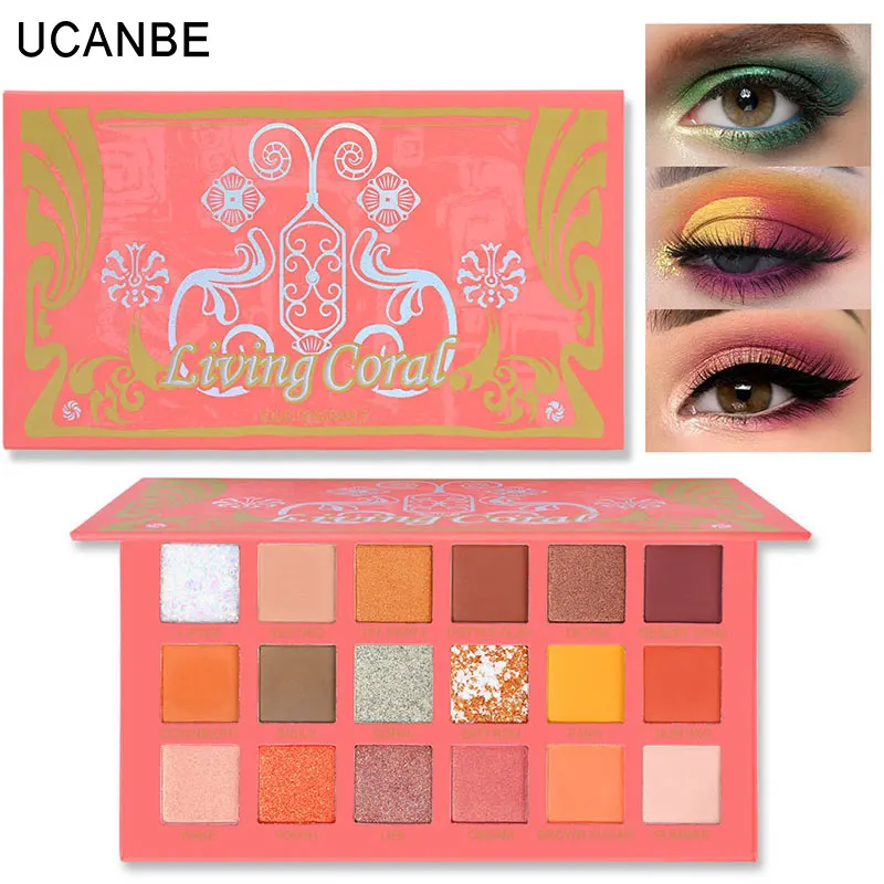 UCANBE бренд, 18 цветов, живые коралловые тени для век, матовые тени для век, матовый летний макияж, мерцающий пигментный телесный глаз, косметика