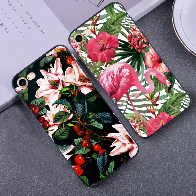 

Case For Iphone Xs Max XR 7 8 Plus X 5 5s SE 6 6s Plus Beautiful Flower Cat Fish Love Heart Marble Stripe Soft Case Covers Funda