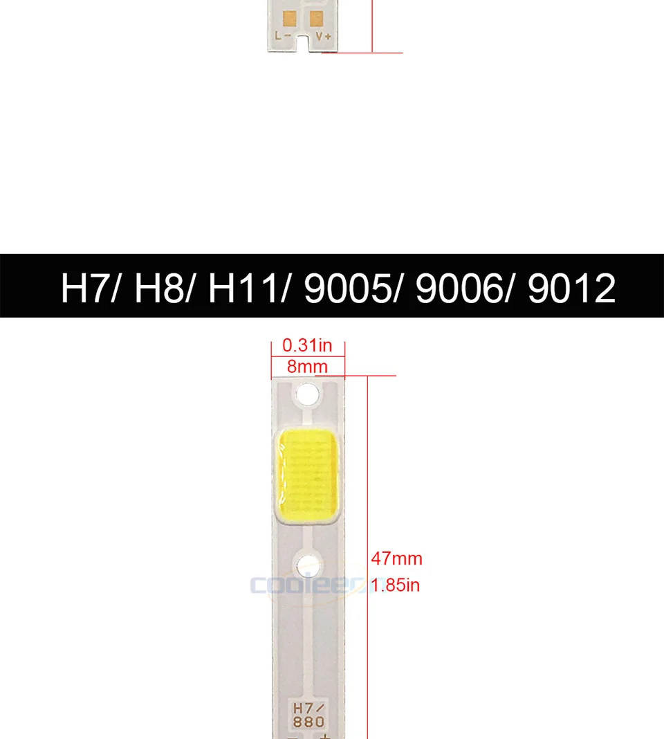 10pcslot H1 H7 COB LED Light H4 Hi-Lo Beam C6 Car Bulb Lighting Source 9005 9006 LED Lamp COB Chip for C6 Auto Lights 6500K (4)