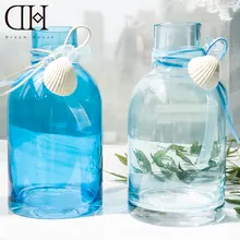 DH blue sea style Glass Vase flower bottle shell garden decoration accessories glass vase flower bottle marriage vase