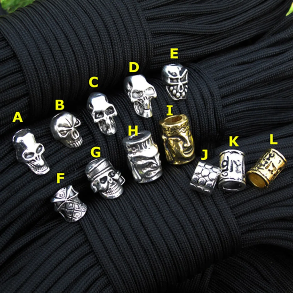 Paracord Beads  Metal Charms Skull For Paracord Bracelet Accessories Survival,DIY Pendant Buckle for Paracord Knife Lanyards