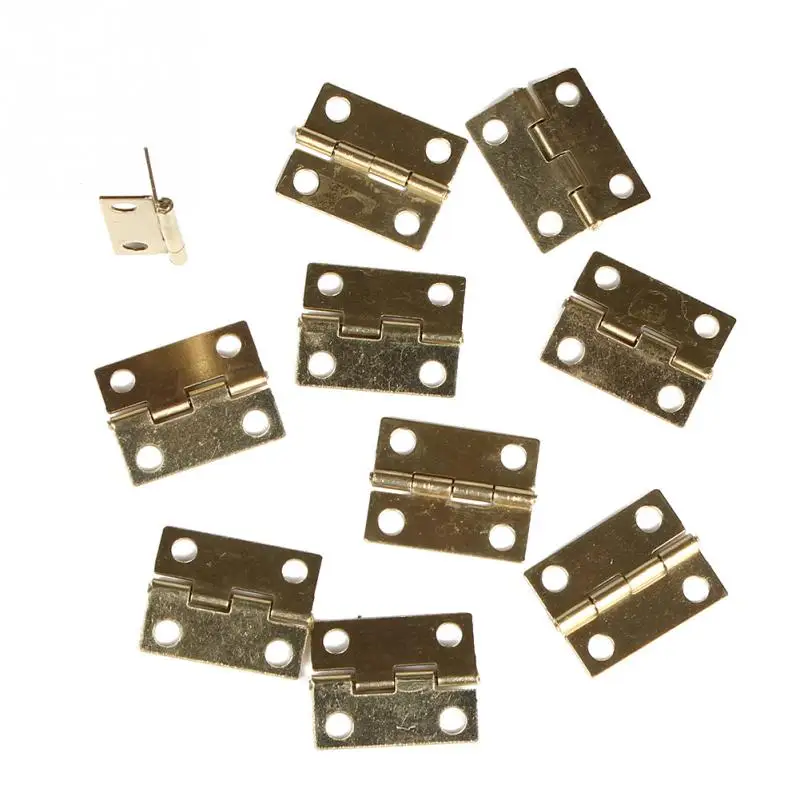 10 Pcs Mini Small Hinges for Dollhouse Miniature Cupboard Furniture Drawer Butt Hinge 2.