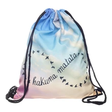 Who Cares 3D Printing Backpack Women Hakuna Matata Infinity Drawstring Bag Fashion Casual Mochila Feminina Girl
