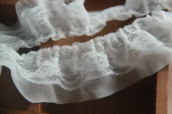 

Free Shipping-10yards/lot,4cm/1.57''Width, White lace trim,Natural creases Chiffon lace trim