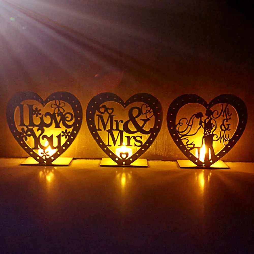 

QIFU Heart Wooden Ornaments Wedding Decoration Table Heart Led Wooden Decor Wedding Favors Gifts For Wedding Party Accessories