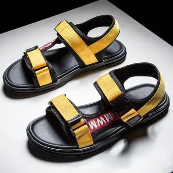 

Men's Sandals New Style Men's Casual Beach Shoes 2020 Summer Fashion Teen shoes Solid Breathable Buckle Student Shoes