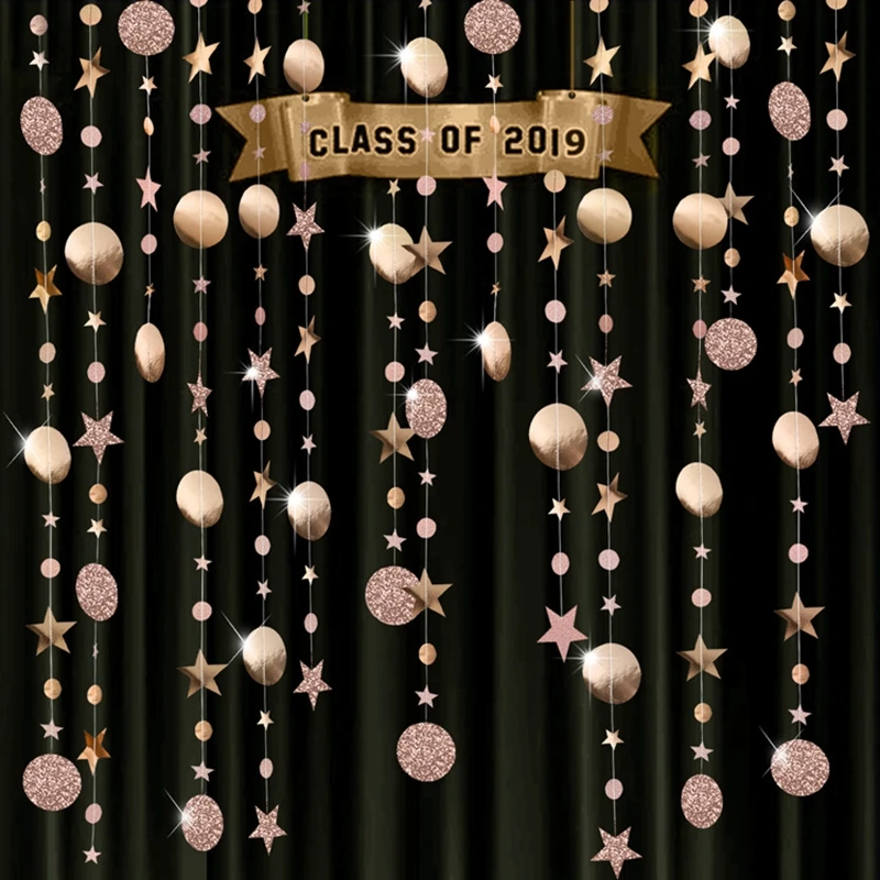 

4m Glitter Circle Star String Garland Bunting Paper Banner Party Decoration Wedding Birthday Party Nursery Room Hanging Supplies