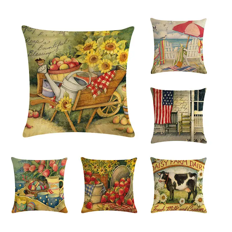 

Scenic Decorative throw pillow case cover square shape Cow Sunflower Berry coussin cushion cover for sofa home almofadas ZY161