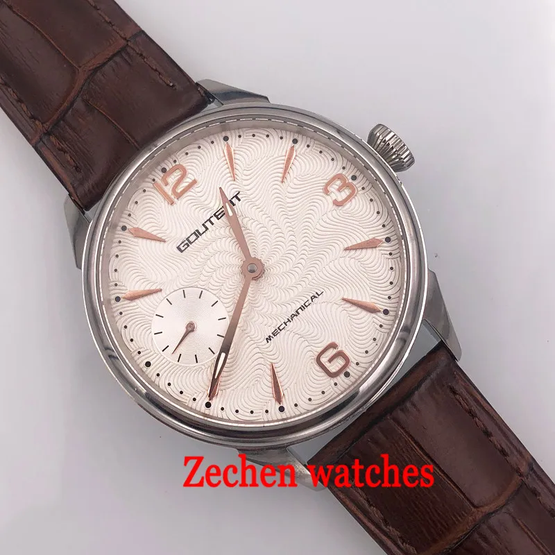 

Mens watch 42mm Brushed Silver Case 17 jewels 6497 Hand Winding Movement Wrist Watch