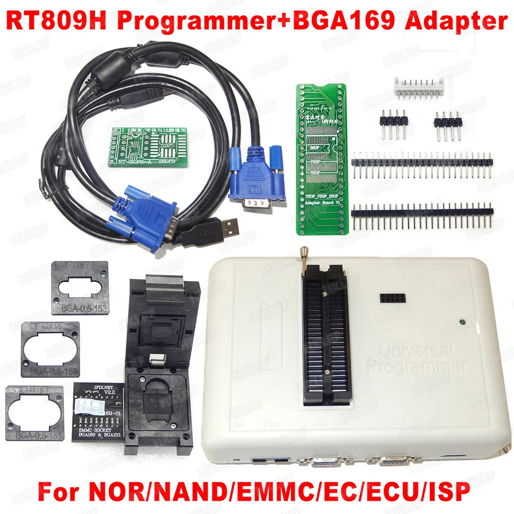 RT809H универсальный программатор+ адаптер BGA169/153 с 3 рамками EMMC-Nand FLASH USB программирующее устройство