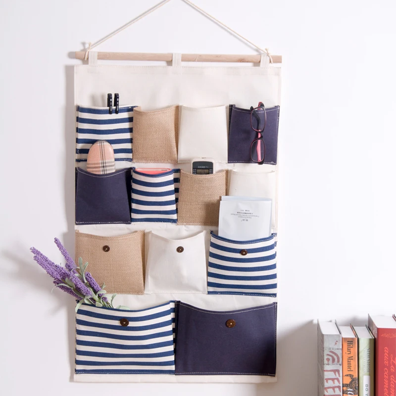 Buy Storage Bags Hanging Wall Multi storey Linen Cloth