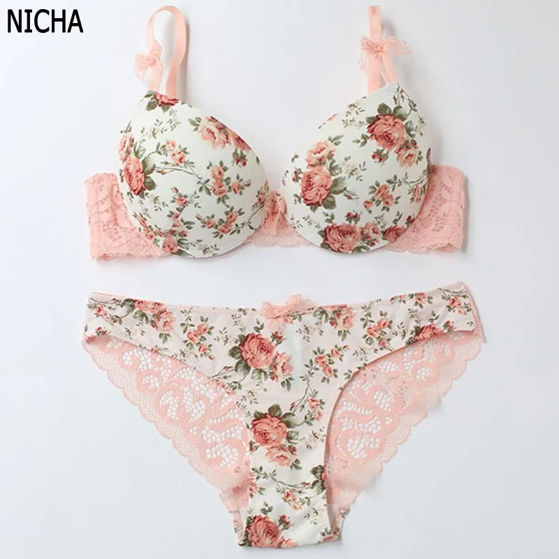 Buy high quality fashion lady bra set print women bra