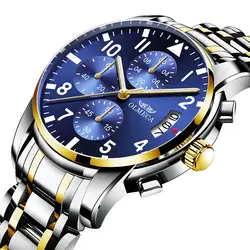 Для мужчин s часы нержавеющая сталь водостойкие часы для мужчин бизнес хронограф мужские часы кварцевые наручные часы Relogio Masculino