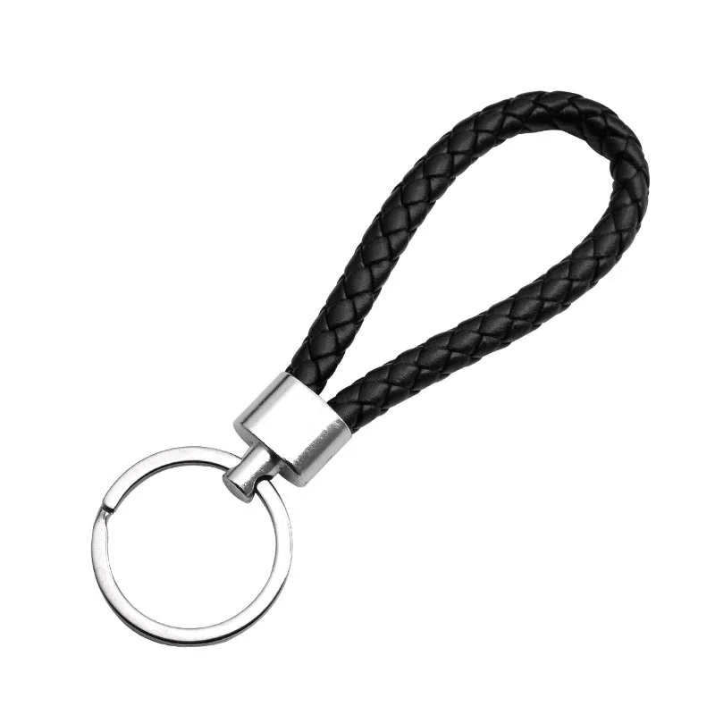 Плетеный кожаный шнур брелок автомобильный брелок для ключей для мужчин и женщин анти-потеря номера карты аксессуары EDC ключница - Цвет: Черный